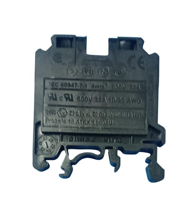 KUT 4 TERMINALS FOR DIN RAIL PANEL RED 10 NOS, BLACK 10 NOS AND GREEN 5 NOS COMBO of 25 nos Elmex make 800V/32A/4 sqmm/ 0.5Nm DIN Rail Terminal Blocks, 4mm Screw Type, - Image 6