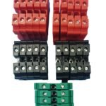 KUT 4 TERMINALS FOR DIN RAIL PANEL RED 10 NOS, BLACK 10 NOS AND GREEN 5 NOS COMBO of 25 nos Elmex make 800V/32A/4 sqmm/ 0.5Nm DIN Rail Terminal Blocks, 4mm Screw Type,