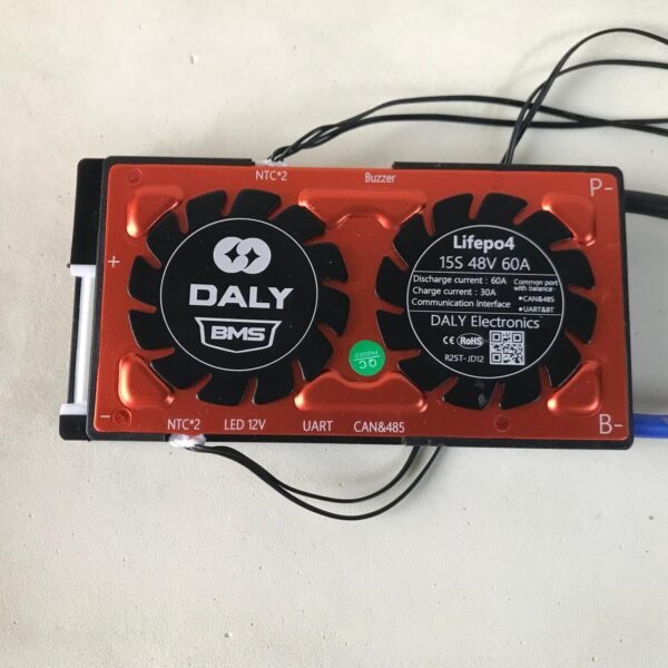 15S,48V,60A LiFePo4, LFP Smart DALY Battery Management System (BMS) for LFP Battery Packs 48V,60A Common Port with Balancer, Bluetooth Connectivity. - Image 4