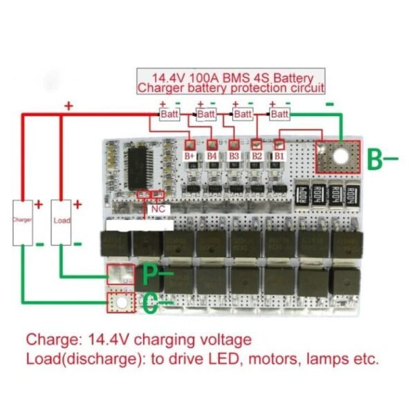 BMS Board for 4S LFP LiFePo4 Cell 60A Charging and 80A Discharge Current Rating for Making Battery Pack for scooty, Bike Startup, UPS, Power Tool, Power Backup etc. - Image 3